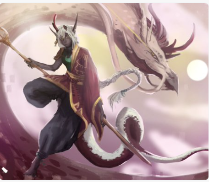 Fantasy character with a dragon