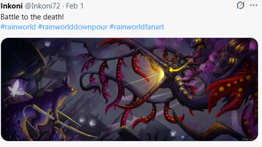 Dramatic Rain World fan art battle scene
